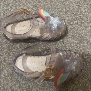 Mini Melissa Kids' Glitter Star Sandals - Clear with Rainbow